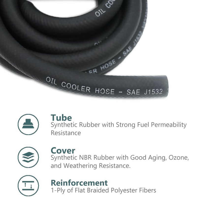 CHOIMOON 3/8 Transmission Oil Cooler Hose - 300 PSI Fuel Line Hose SAE J1532 For Transmission Fluid  Oil  Coolant  Diesel  Hydraulic Fluid  Lubricant  Gas 20FT - Image 5